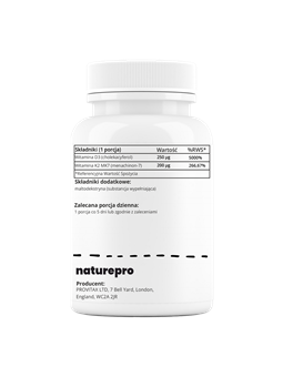 NaturePRO Witamina D3 + K2 10000 IU 200 mcg 100 porcji w proszku