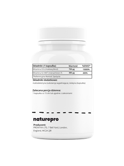 NaturePRO Witamina D3 + K2 30000 IU 300 mcg 180 kapsułek